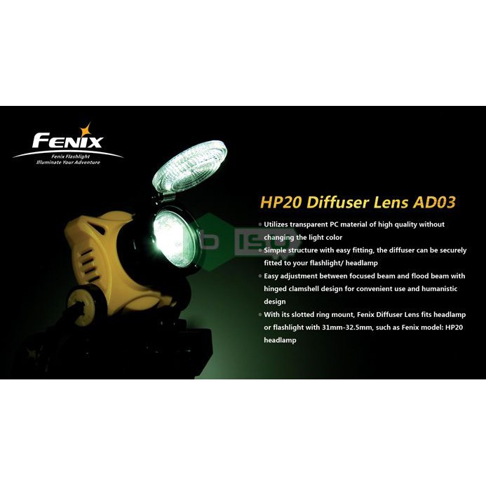 ĐẠI LÝ ĐỘC QUYỀN FENIX - Phụ kiện Fenix - AD03 - Ống kính khuyếch tán (dành cho đèn HP20)
