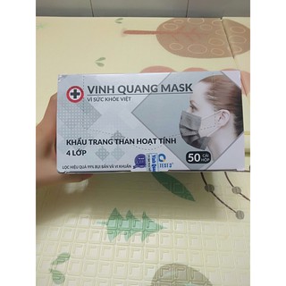 Khẩu trang y tế 4 lớp VINH QUANG Mask kháng khuẩn 99% VI KHUẨN VÀ BỤI MỊN 1 HỘP 50 CÁI