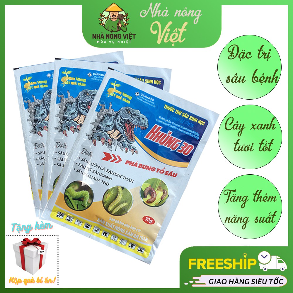 Chế phẩm sinh học trừ sâu bệnh Khủng 30 bảo vệ cây trồng khỏi sâu tơ xanh cuốn lá, đục thân - Nhà Nông Việt