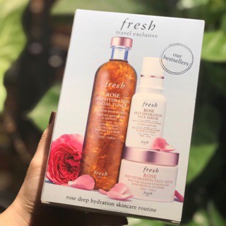 Set 3 món dưỡng da Fresh Rose Toner 250ml + Rose Serum 30ml + Rose Cream 50ml