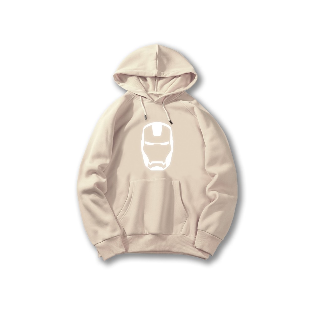 Áo Khoát Nỉ Unisex Form Rộng In Phản Quang Hình Iron Man, Hoodie Free Size Nam Nữ | BigBuy360 - bigbuy360.vn
