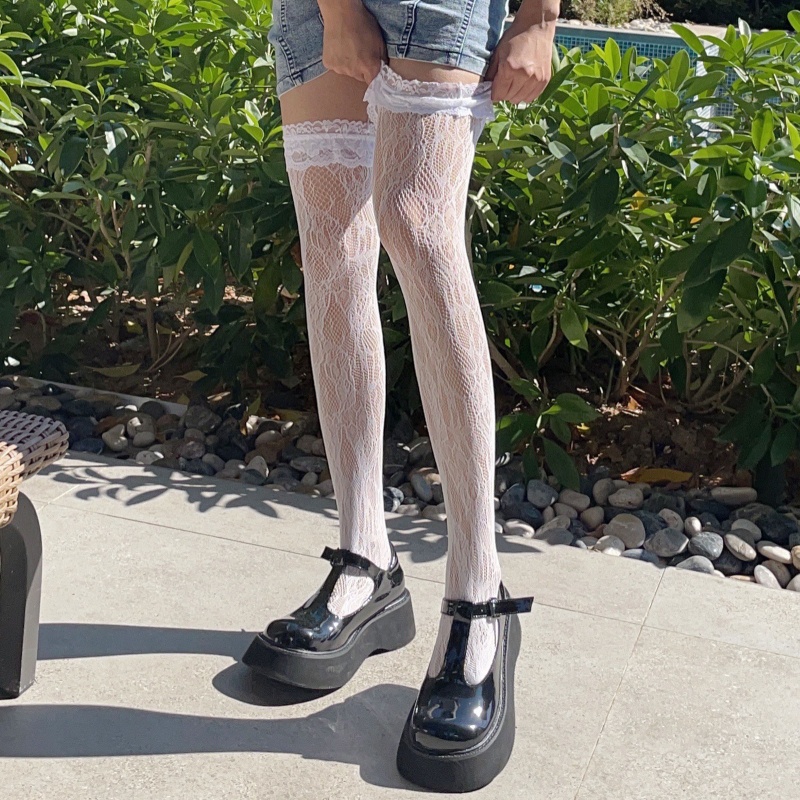 XIXI Tất Chân Cao Qua Gối Phối Ren Phong Cách Lolita Nhật Bản Dễ Thương Dành Cho Nữ