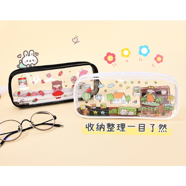 Túi đựng bút trong suốt bằng nhựa PVC cute dễ thương DIY - MyNa Mart