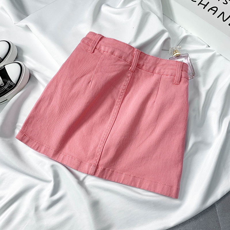 Chân Váy Denim Chữ A Lưng Cao Có Túi Thiết Kế Mới Thời Trang Mùa Hè Theo Phong Cách Hàn Quốc Cho