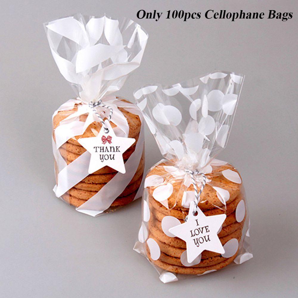 Set 100 Túi Bóng Kính Đựng Bánh Kẹo Màu Trắng
