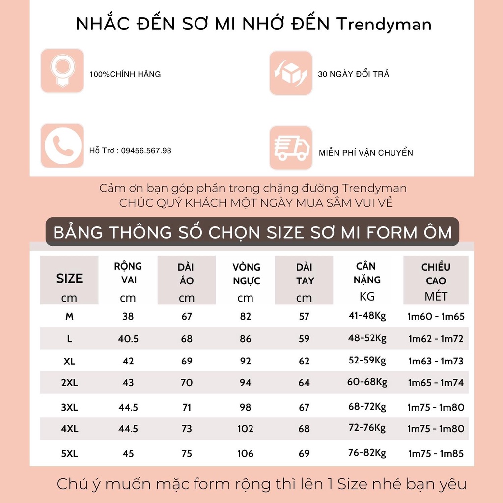 Áo sơ mi nam trắng cúc trắng Trendyman Vải Lụa Thái chống nhăn dáng Hàn quốc ôm slim