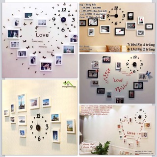 bộ khung ảnh kèm đồng hồ treo tường đẹp. 