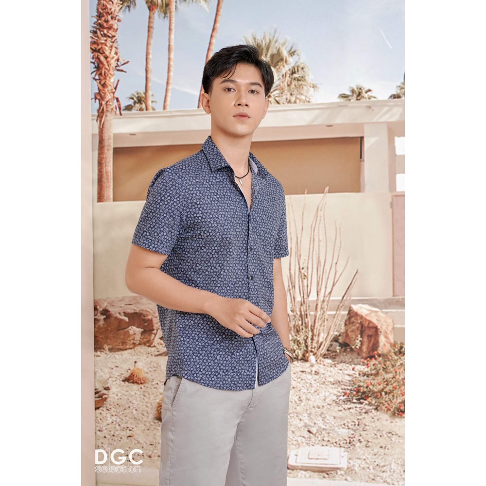 Áo sơ mi nam họa tiết ngắn tay chất cotton cao cấp dáng ôm Slim Fit DGCs - SASNCB31M