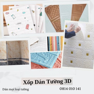 Tấm giấy xốp dán tường 3d, sẵn keo bóc dán, đủ mẫu, đủ kích thước