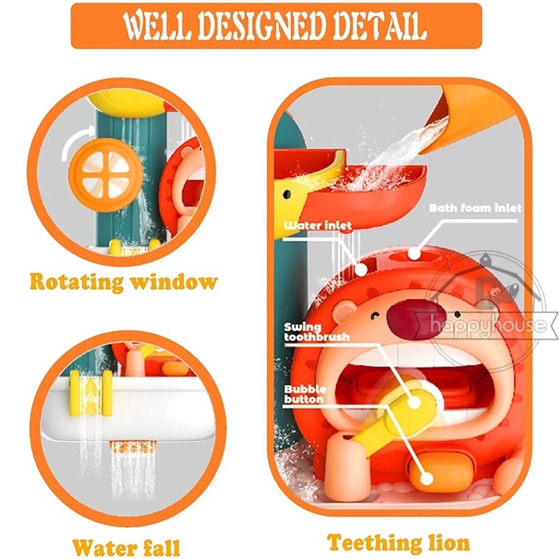 ĐỒ CHƠI NHÀ TẮM THÁC NƯỚC VÀ CHÚ SƯ TỬ CON THỔI BONG BÓNG XÀ PHÒNG