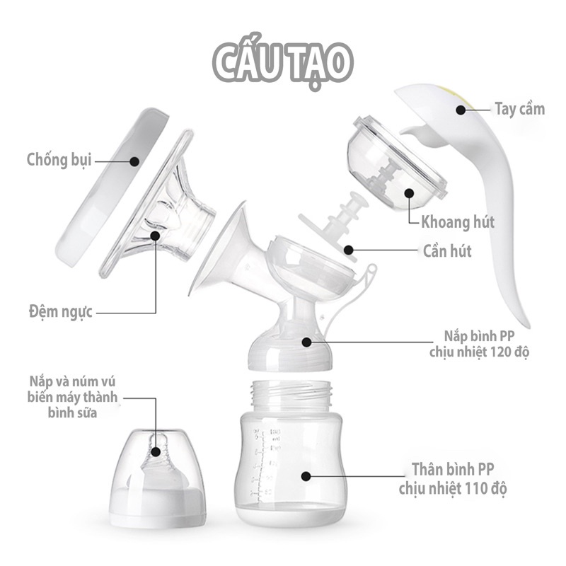 Máy Hút Sữa Cầm Tay Kichilachi - Mẫu Mới  Có Bình Vắt Sữa Êm, Đệm Massage Silicone