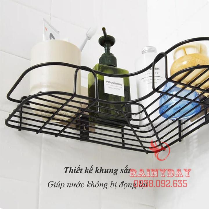 Kệ giá sắt góc tam giác nhà tắm phòng tắm để đựng đồ gắn dán tường đa năng không cần khoan