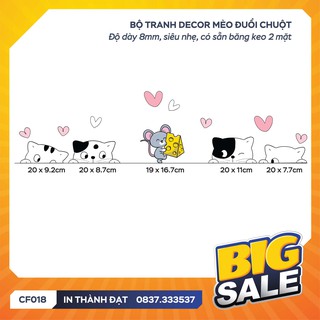 ️🎉Tranh trang trí - dán tường phòng bé - Cuộc chiến Mèo và Chuột đầu thích thú   - CF018
