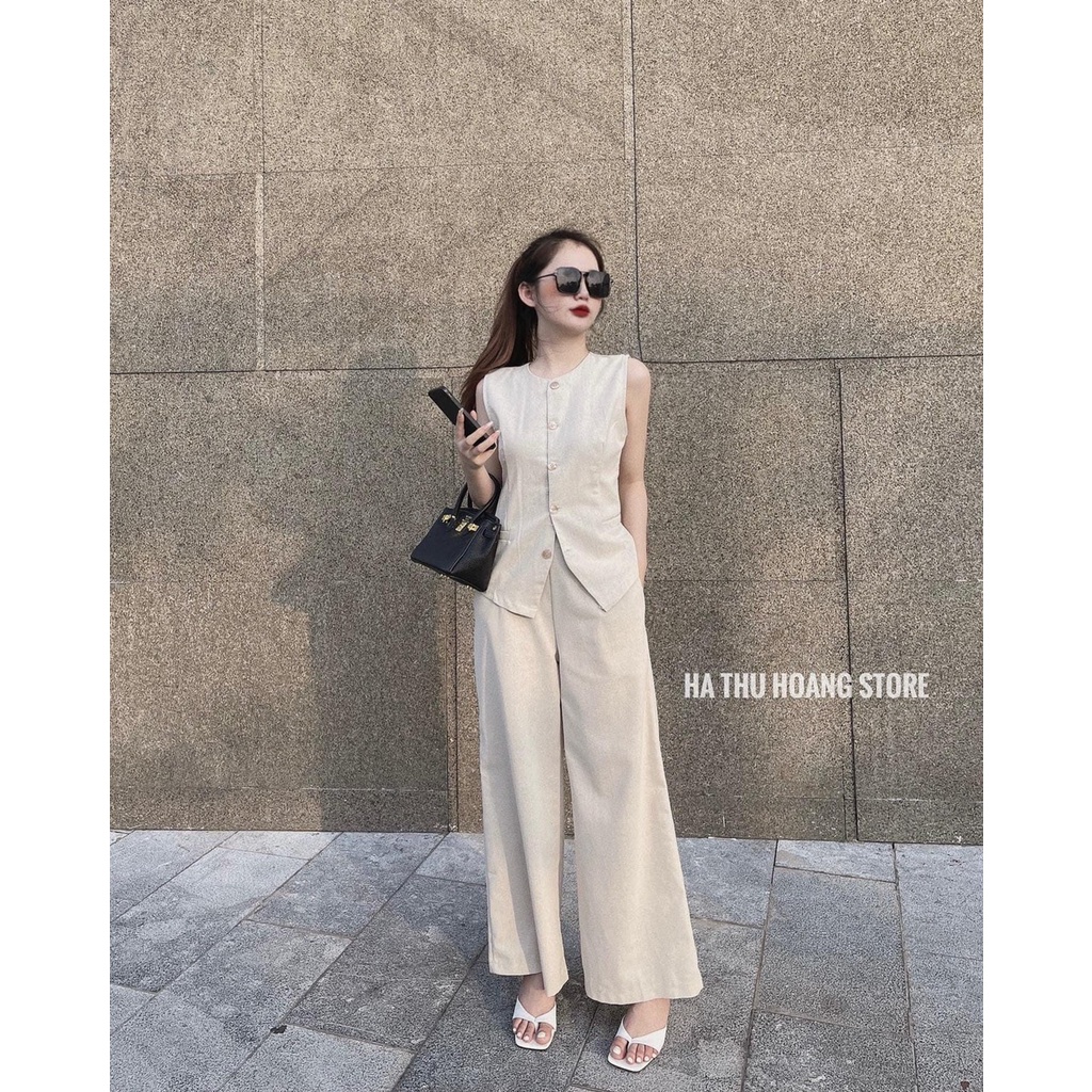 Set bộ đũi ống rộng chất đũi hàn mặc mát , phong cách trẻ trung sang trọng