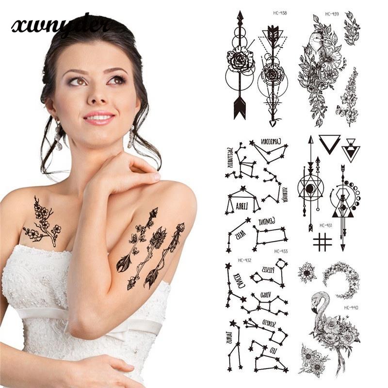 Miếng Dán Hình Xăm Tạm Thời Họa Tiết Gợi Cảm Màu Đen Tươi Mới Chống Thấm Nước Cho Nữ