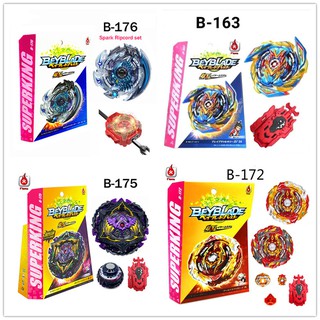 Beyblade Burst B-176 Superking Hollow Deathscyther B-175 Lucifer The End B-173 Infinite AchillesB-172 World B-171 Tempest Dragon B-167 Sparking SuperKing Booster Mirage Fafnir