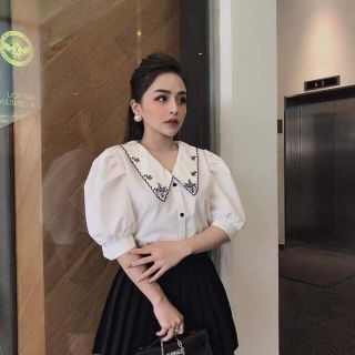 Áo sơ mi nữ cổ thêu hàng thiết kế