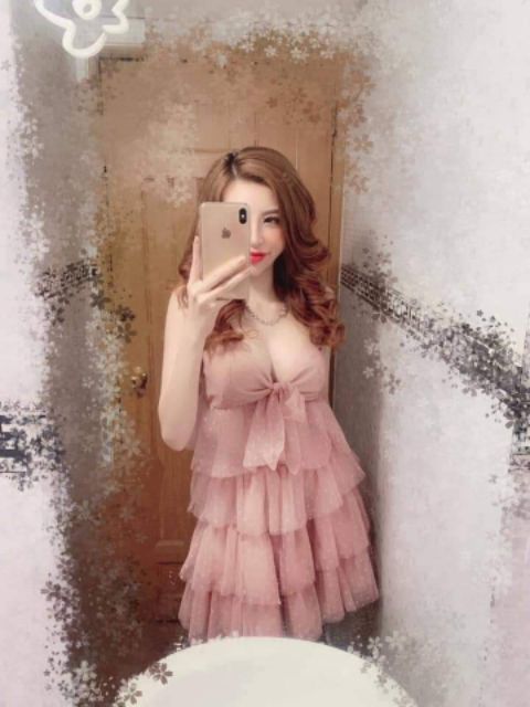 Set áo váy luới bi