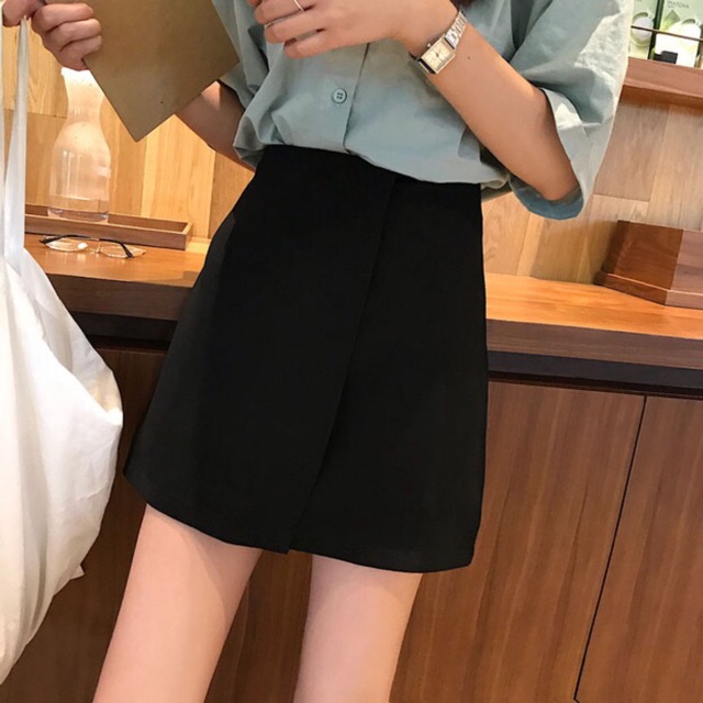 Váy Chữ A Xẻ Vạt Phong Cách Ulzzang_a1
