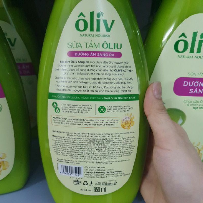Sữa Tắm Ôliv Natural Nourishing Dưỡng Ẩm Sáng Da 650ml