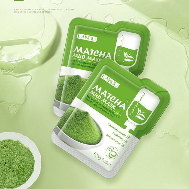 Bộ 12 gói mặt nạ bùn tinh chất matcha trà xanh làm sạch sâu 5g