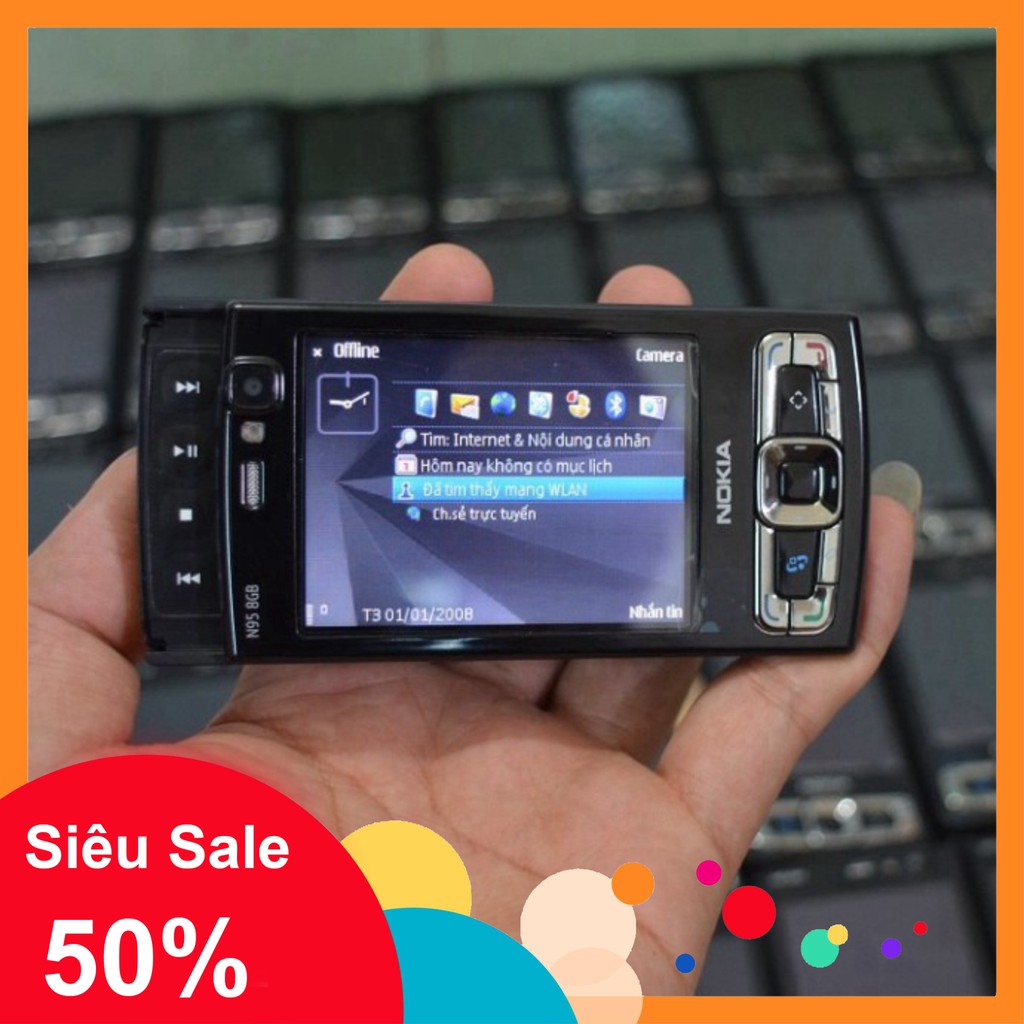 GIẢM 50% CÁC BÁC ƠI Điện Thoại Nắp Trượt Nokia N95 8G Chính Hãng Có WiFi 3G Bảo Hành Uy Tín GIẢM 50% CÁC BÁC ƠI