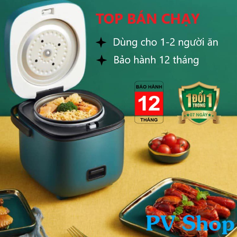 Nồi Cơm Điện Mini Đa Năng JIASHI 0,8L Dùng Nấu Cơm, Nấu Cháo, Hầm, Chưng, Hấp, Luộc cho 1 đến 2 người ăn