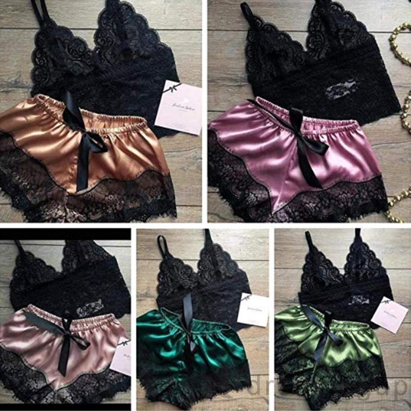 Bộ Đồ Ngủ Hai Dây Phối Ren Gợi Cảm Cho Nữ