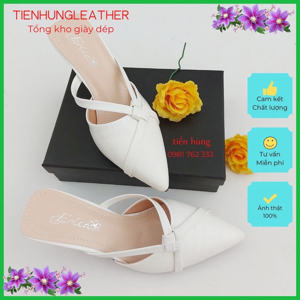 Giày nữ gót nhọn cao 7cm, sục thời trang nữ Tiến Hùng TH2001