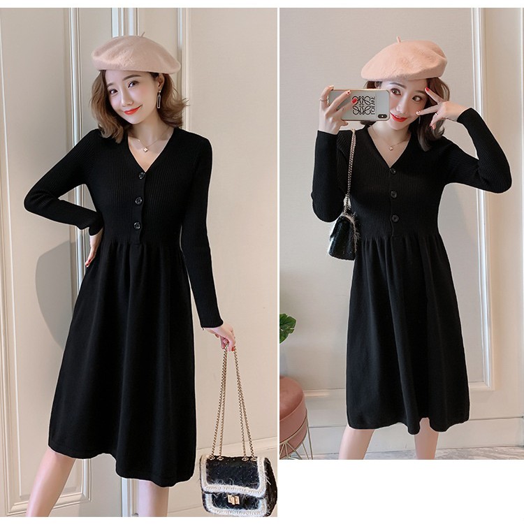 Váy Bầu Đầm Bầu LEN Cho Bé Bú Sau Sinh A1598