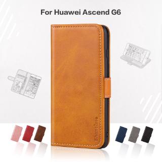 Bao da điện thoại nắp lật sang trọng dạng ví có ngăn đựng thẻ cho Huawei Ascend G6