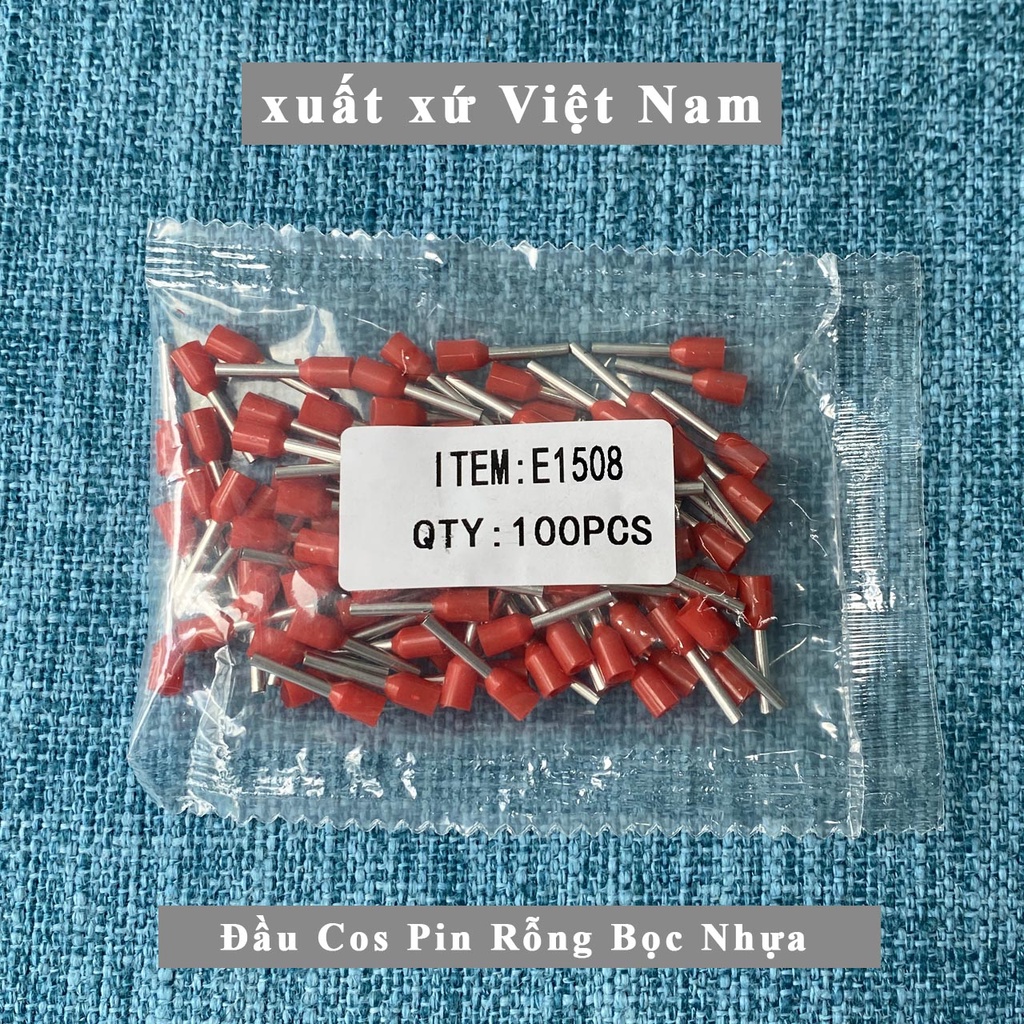 Đầu cos pin rỗng bọc nhựa cho dây 0.5-6mm2 bằng đồng E0508 - E7508 - E1008  -E1010- E1508 - E2508 - E2510 -E4009 - E6012