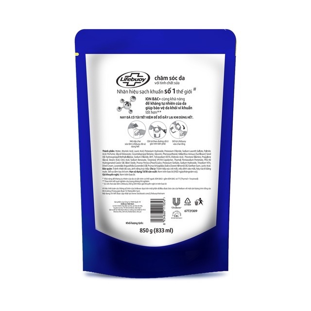 Sữa tắm Lifebuoy Bảo vệ khỏi vi khuẩn 850gr (Túi) | BigBuy360 - bigbuy360.vn