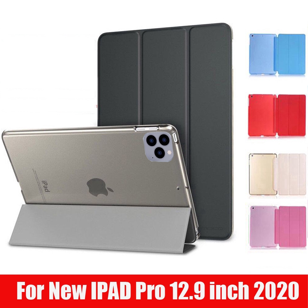 Ốp máy tính bảng nắp gập thông minh kiêm giá đỡ dành cho Apple iPad Pro 12.9 2020 bằng PC cứng chống sốc trong suốt