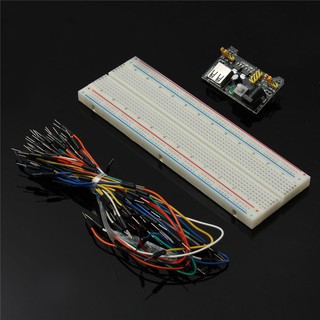 3C MB-102 830 Point Solderless PCB Breadboard +65pcs Jump Cable Wires+ Power Su