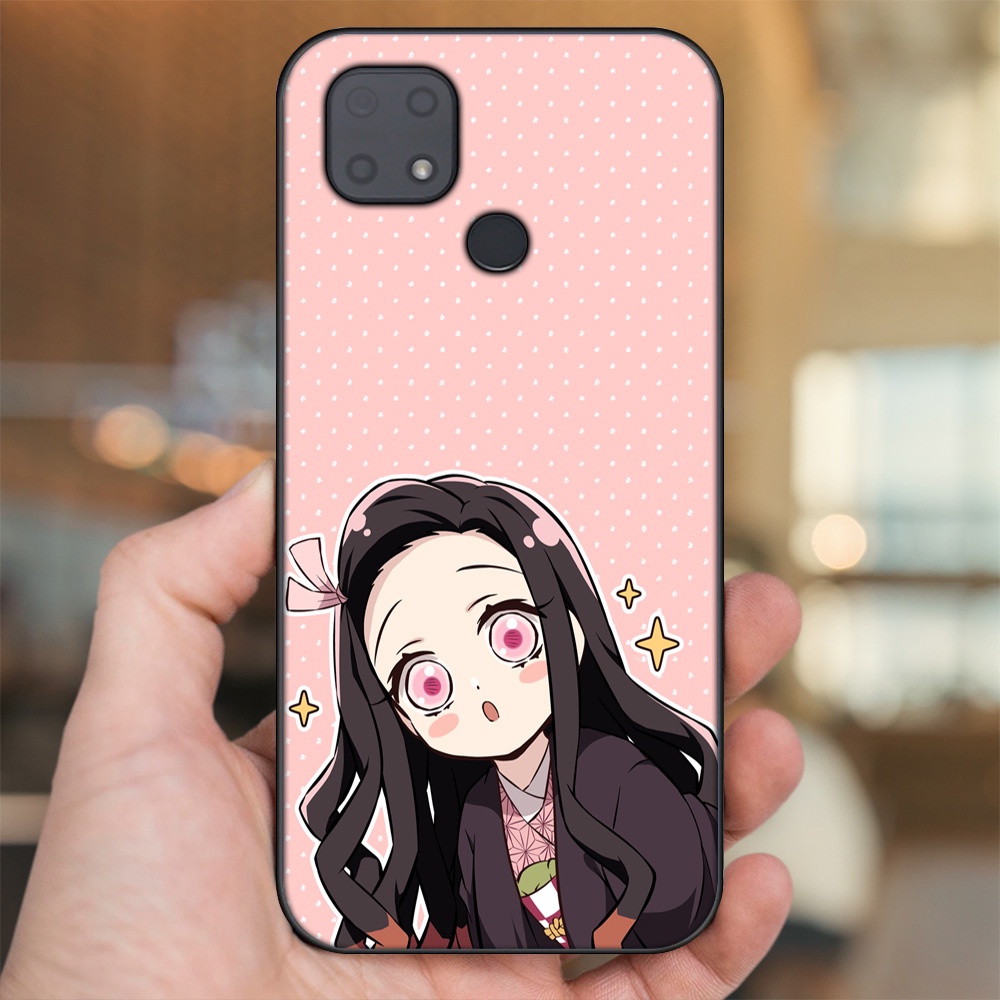 Ốp lưng Xiaomi Redmi 10C viền đen in hình Nezuko Kimetsu no Yaiba