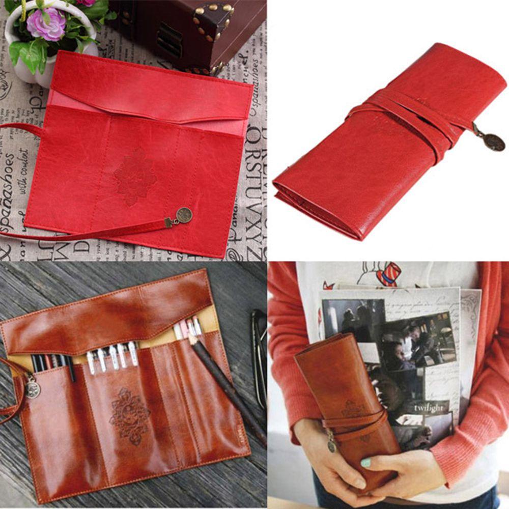 Túi Cuộn Đựng Cọ Trang Điểm Bằng Da PU Cho Nữ Sinh