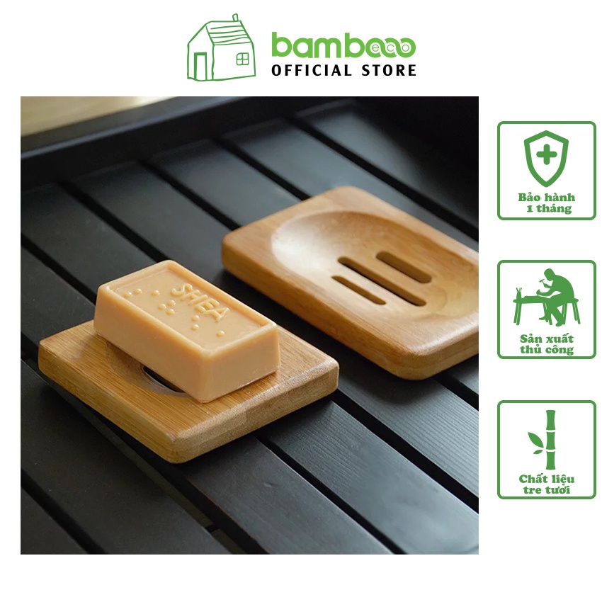 Khay đựng xà bông chất liệu gỗ BAMBOOO ECO miếng lót đựng xà phòng tiện ích