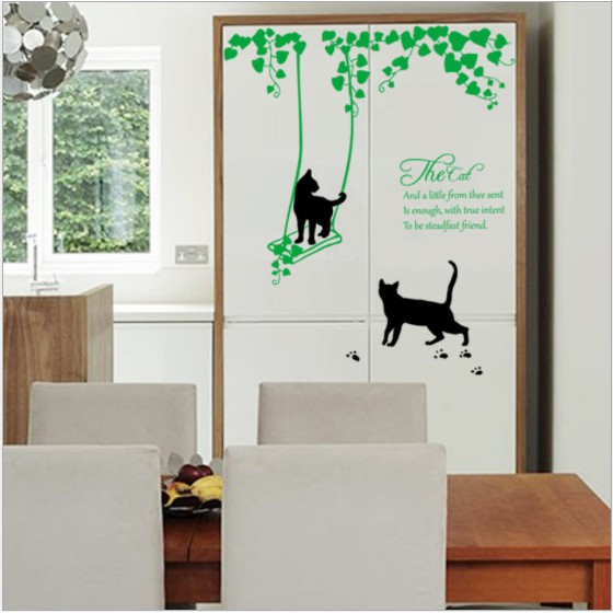 Decal trang trí tường mèo đen TheCat