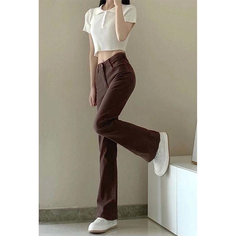 Quần Jean Ống Loe Màu Nâu Phong Cách Mới