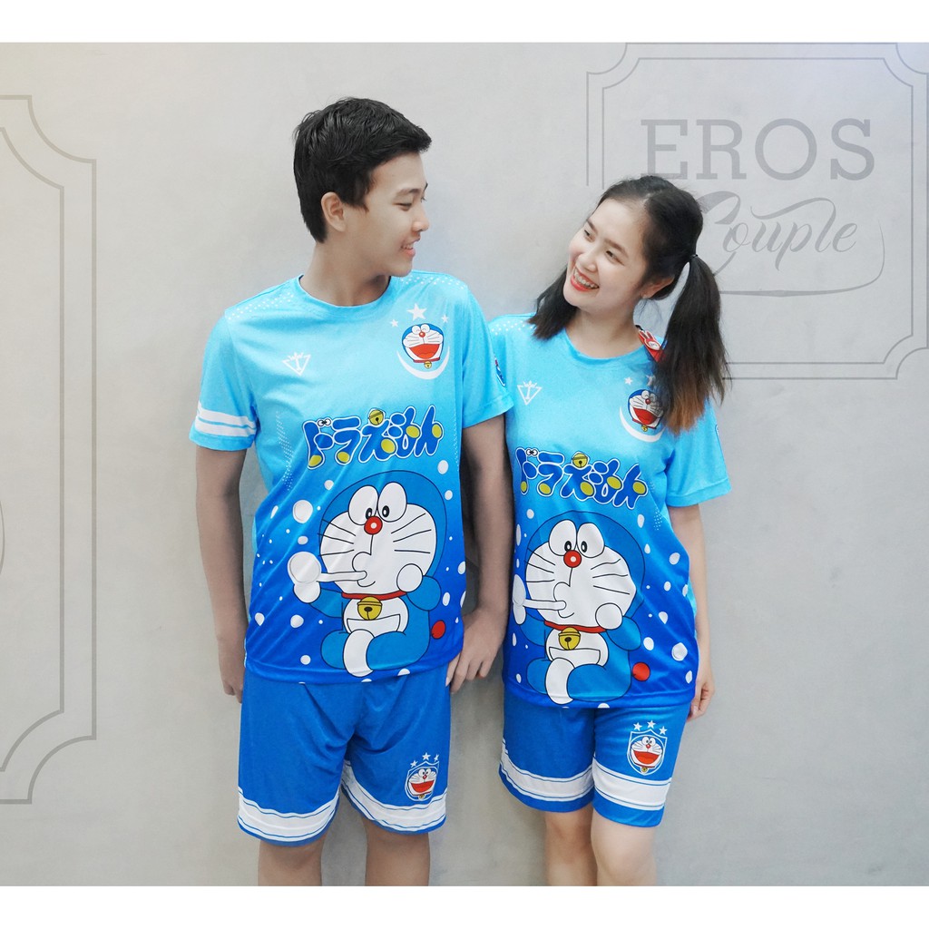 Bộ Quần Áo Đá Bóng Doraemon Nam Nữ Thoáng mát