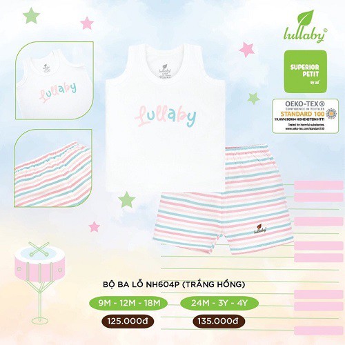 Lullaby- Bộ ba lỗ bé trai/gái petit size 7-13kg