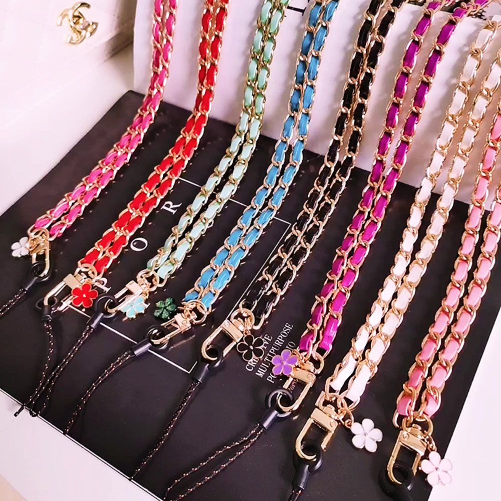MAYSHOW Flower Design Mobile Phone Chain Universal Cellphone Rope Phone Lanyard Detachable Neck Cord Strap PU Leather Adjustable Handmade Phone Accessories/Multicolor