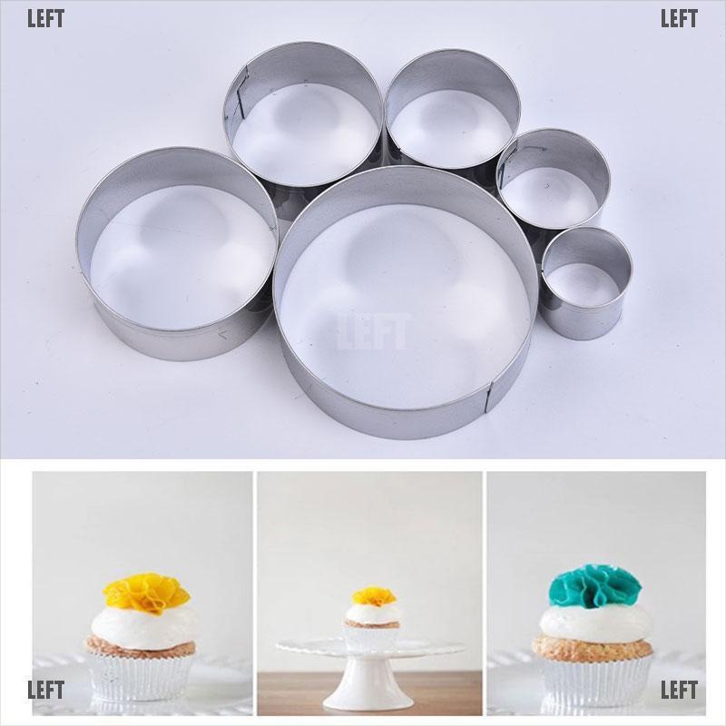 Set 6 Khuôn Làm Bánh Mousse Hình Tròn Bằng Thép Không Gỉ Tiện Dụng