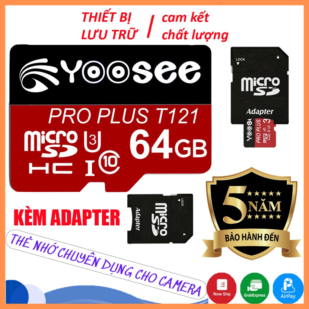 Thẻ nhớ YooSee 64GB /32GB cao cấp - chuyên dụng cho camera wifi, smartphone , loa - Thẻ nhớ Yoosee Pro Plus | BH 5 Năm