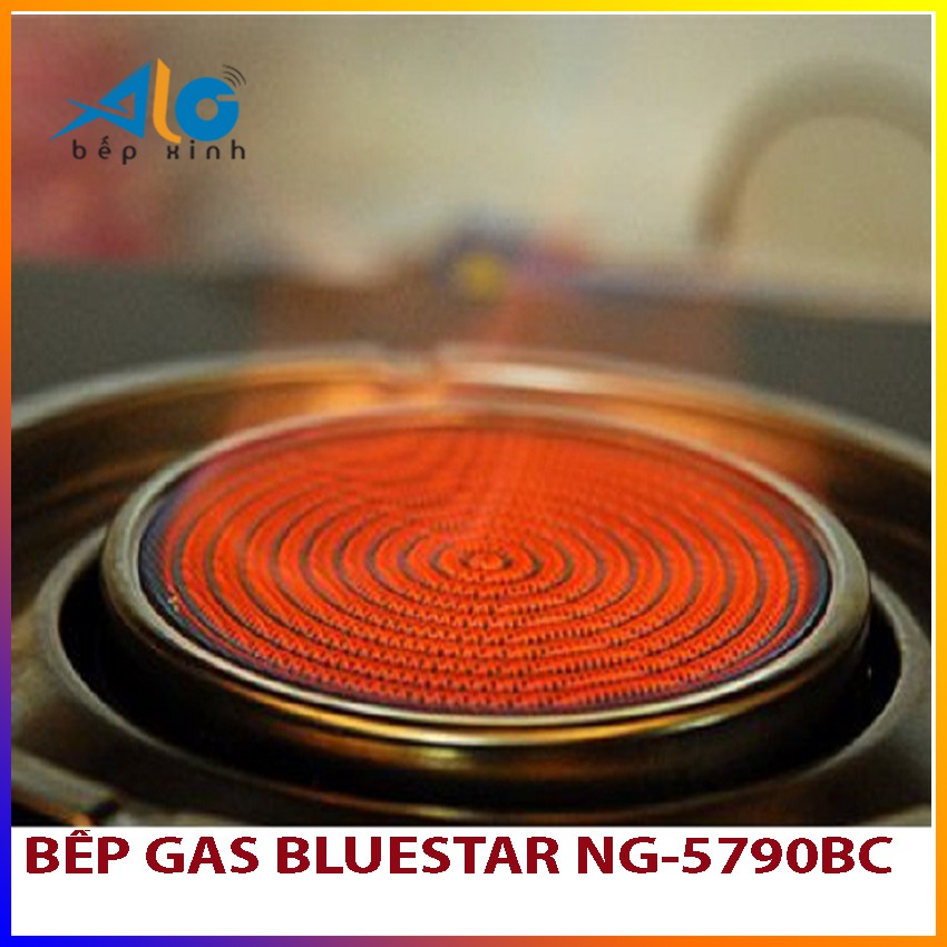 Bếp gas hồng ngoại Bluestar NG-5790BC - 2 vòng lửa - có đầu hâm - Alo Bếp xinh