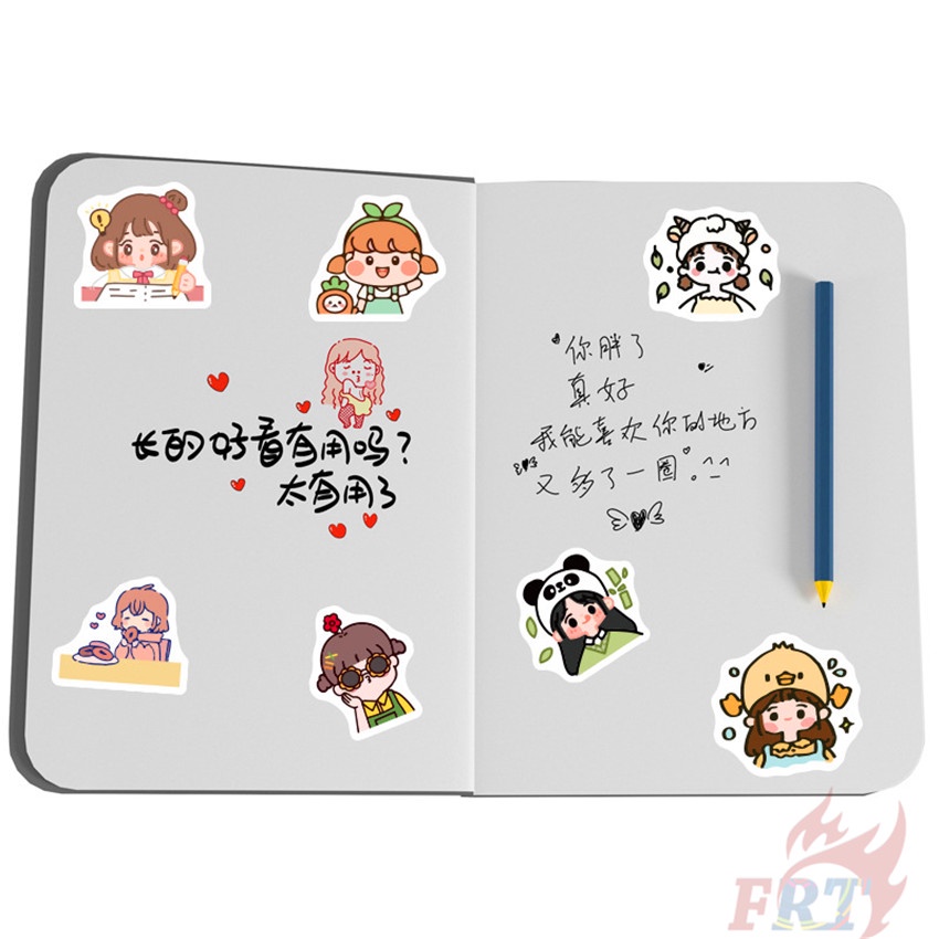 Bộ 100 Cái/Bộ ❉ Q Hình Dán Cô Gái Kawaii ❉ Miếng Dán Trang Trí Thời Trang Chống Thấm Nước Diy