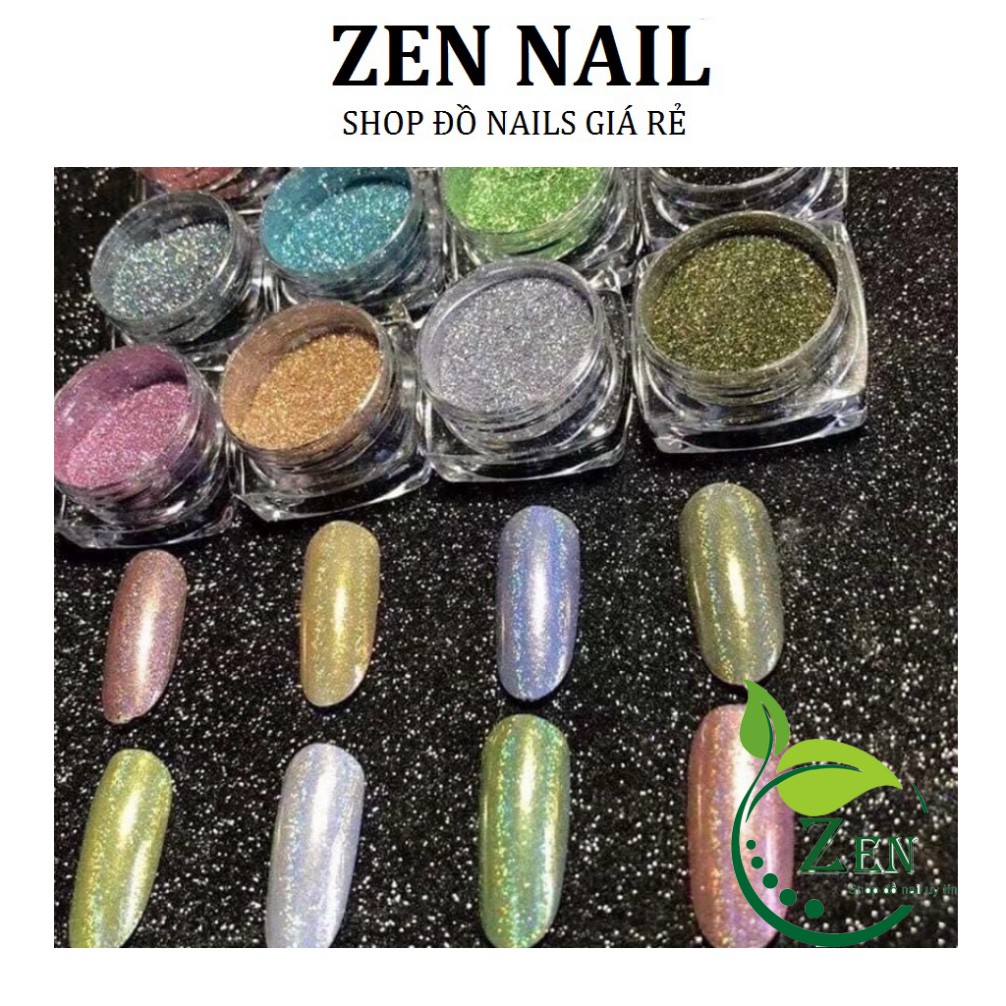 Set nhũ tráng gương ánh cầu vồng 12 hũ trang trí nail siêu hot