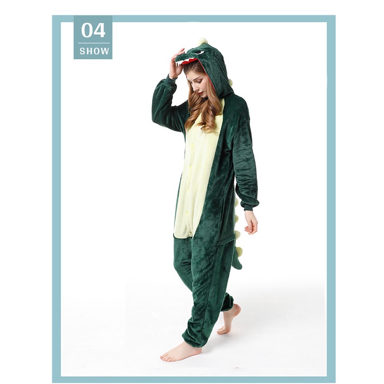 Bộ Đồ Ngủ Liền Thân Hình Khủng Long Hoạt Hình Thời Trang Mùa Đông Cho Người Lớn