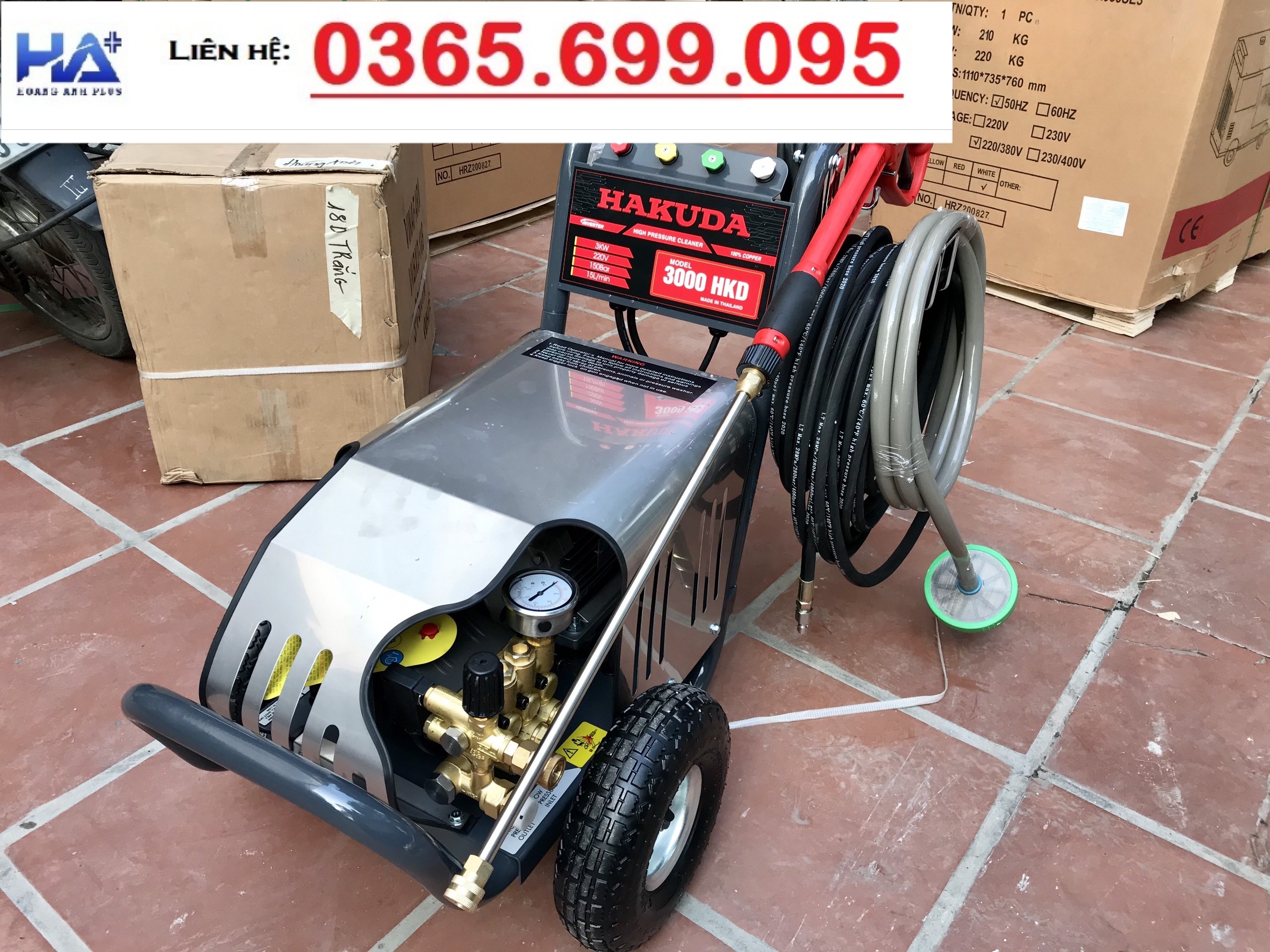 Máy Rửa Xe Cao Áp 3Kw Hakuda HKD-3000 2 Role Tự Ngắt